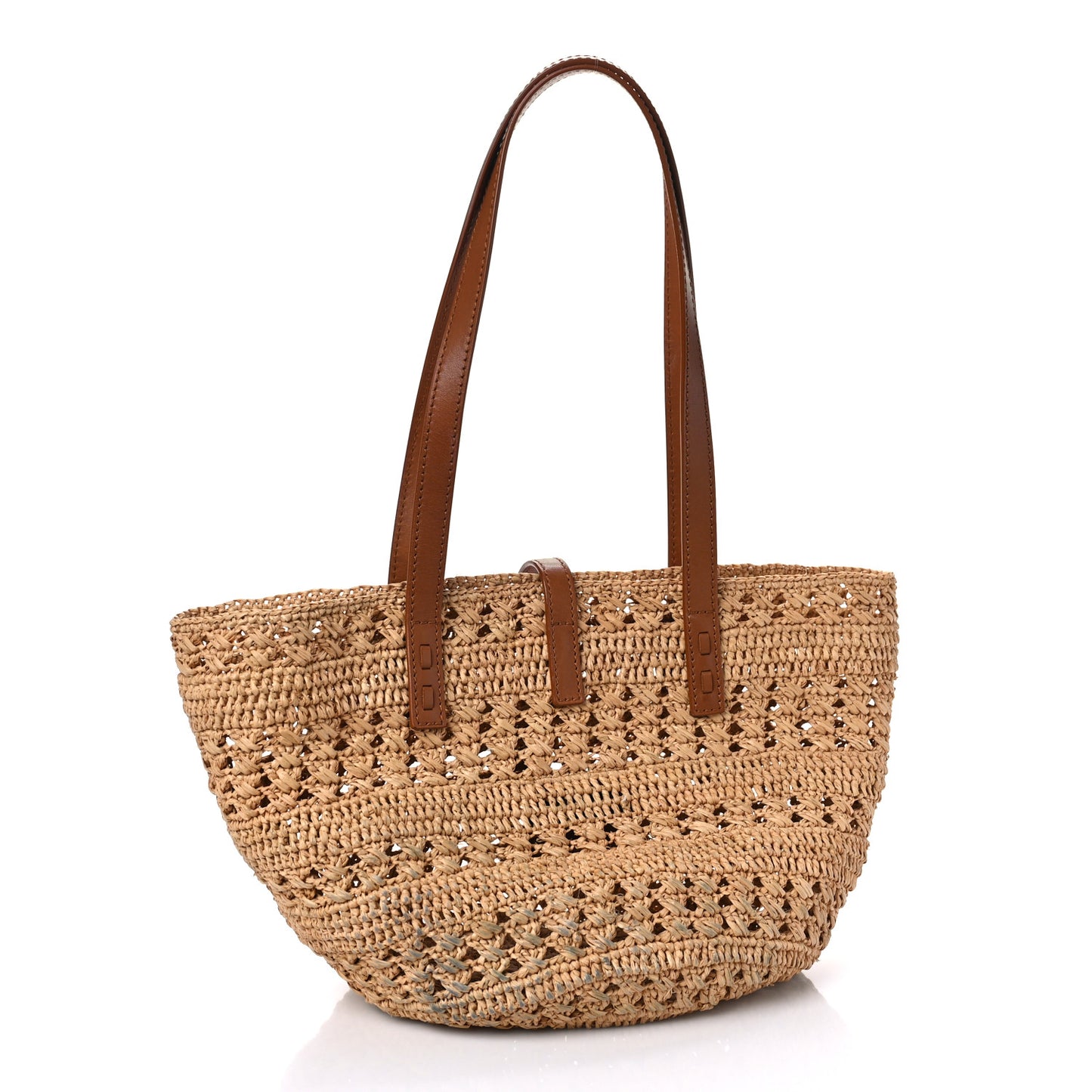 Raffia Calfskin Small Panier Tote Naturel