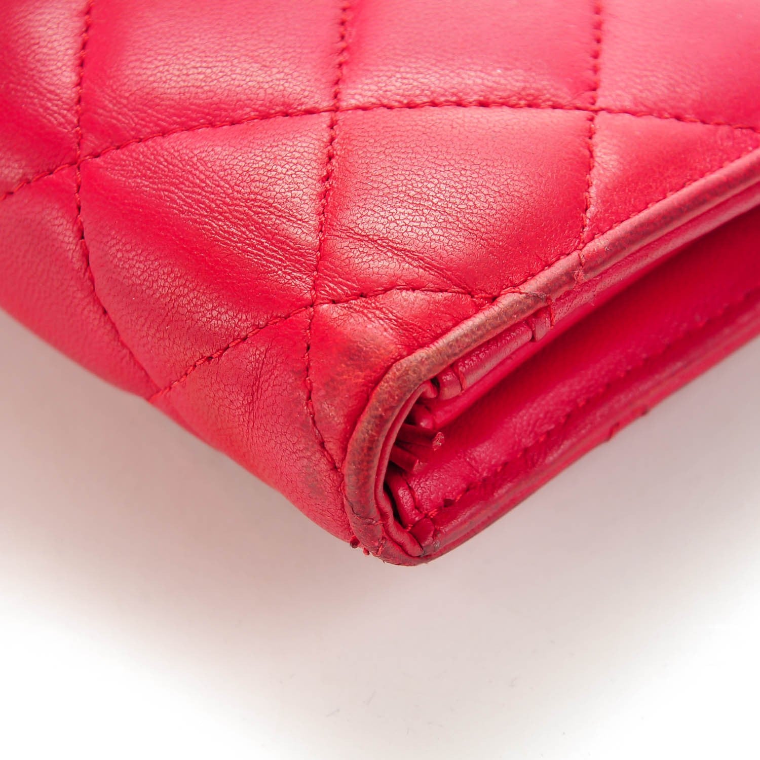 Chanel Lambskin Quilted Yen Wallet Red 13 of 13