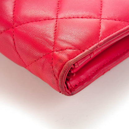 Chanel Lambskin Quilted Yen Wallet Red 13 of 13