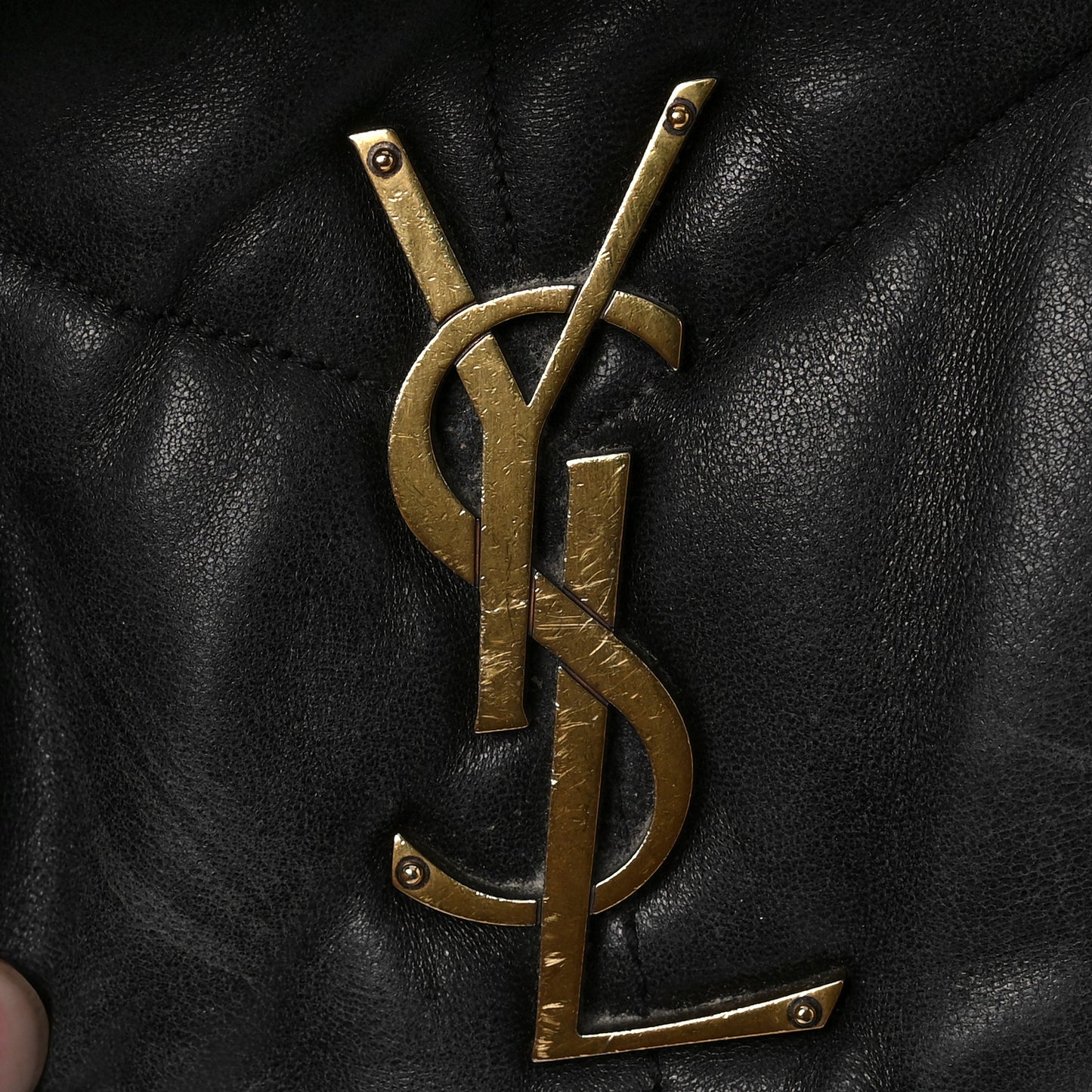 Lambskin Quilted Medium Loulou Puffer Monogram Chain Satchel Black