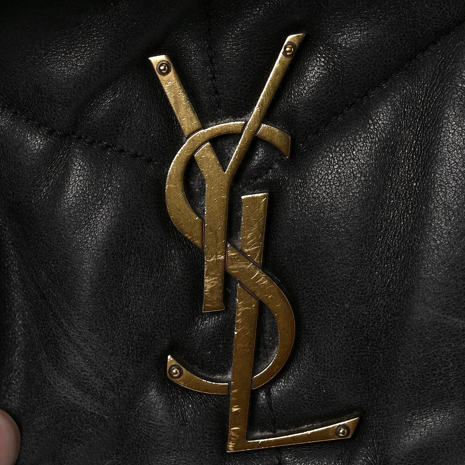 Saint Laurent Lambskin Quilted Medium Loulou Puffer Monogram Chain Satchel Black 9 of 9