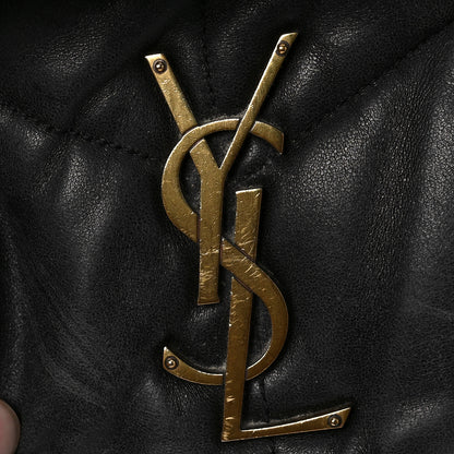 Saint Laurent Lambskin Quilted Medium Loulou Puffer Monogram Chain Satchel Black 9 of 9