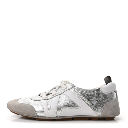 Louis Vuitton Metallic Grained Calfskin Womens LV Sneakerina 38 Silver 1 of 10
