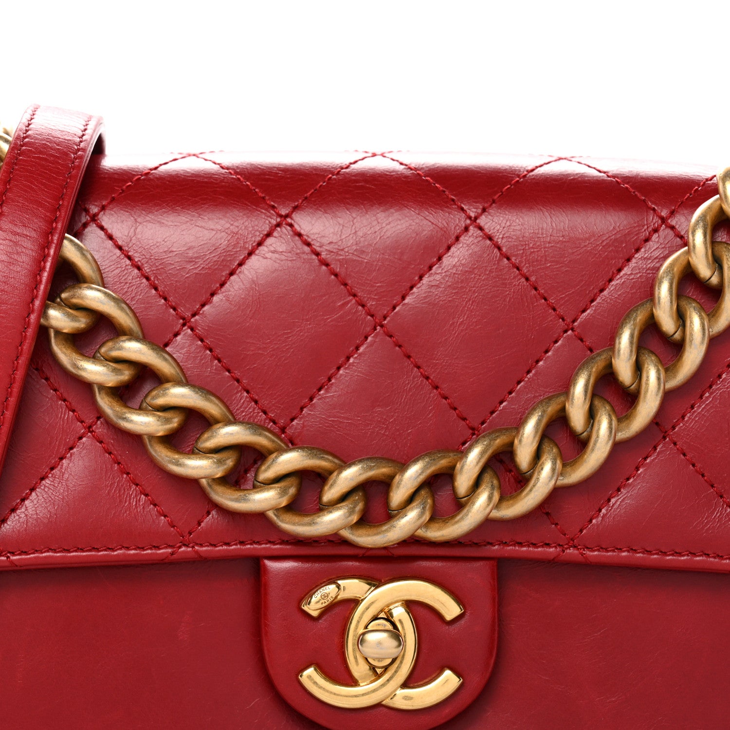 Chanel Iridescent Calfskin Quilted Small Straight Lined Flap Red 8 of 12