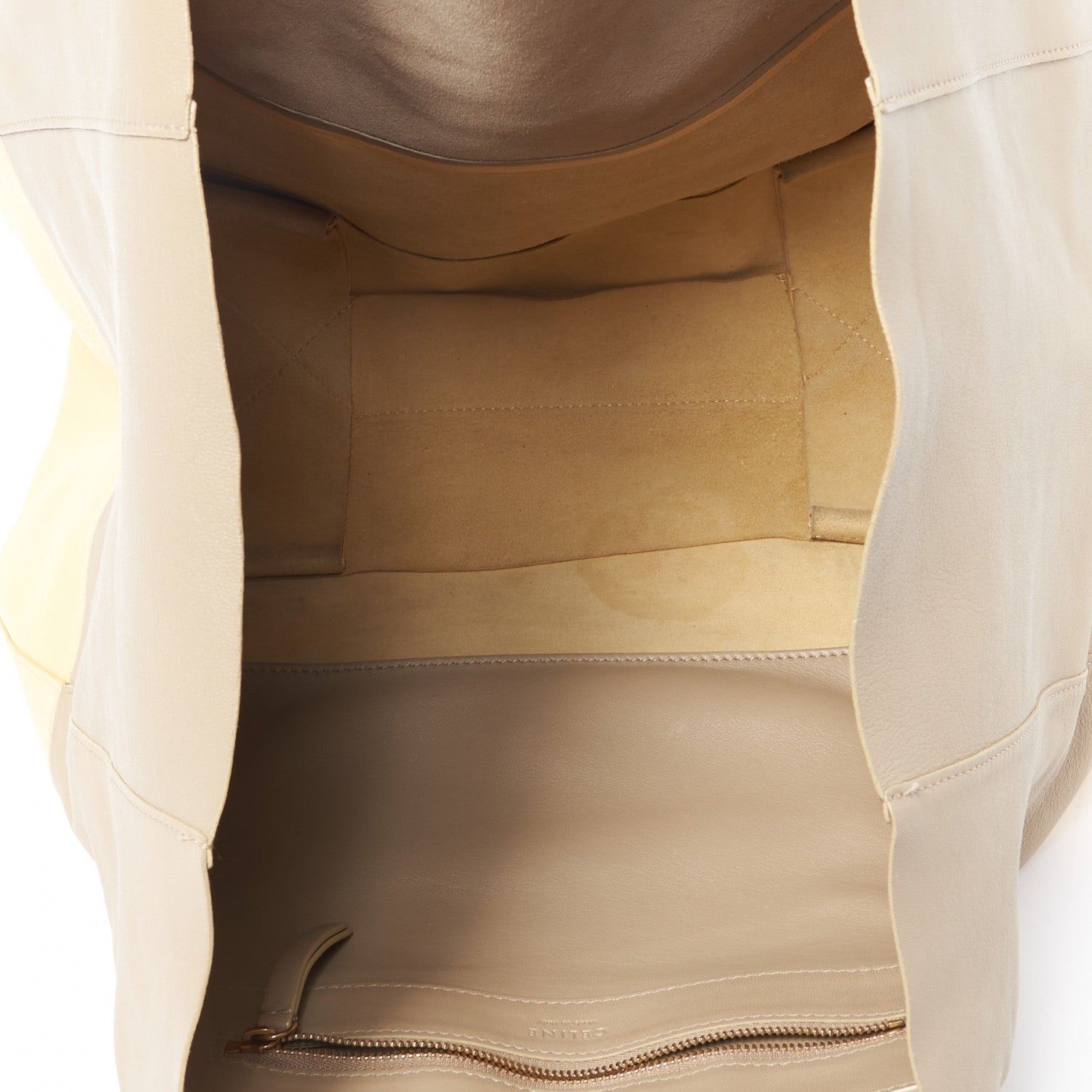 Celine Lambskin Horizontal Bi-Color Cabas Beige Butter 7 of 10