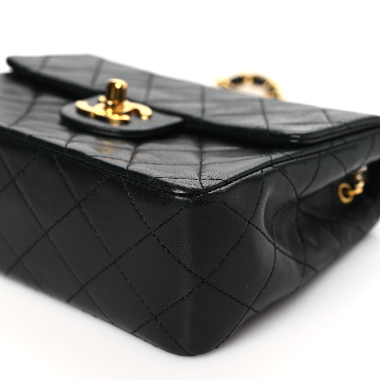 Lambskin Quilted Mini Square Flap Bag Black