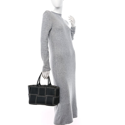 Bottega Veneta Nappa Maxi Intrecciato Overlock Stitched Small Arco Tote Black Silver 2 of 10