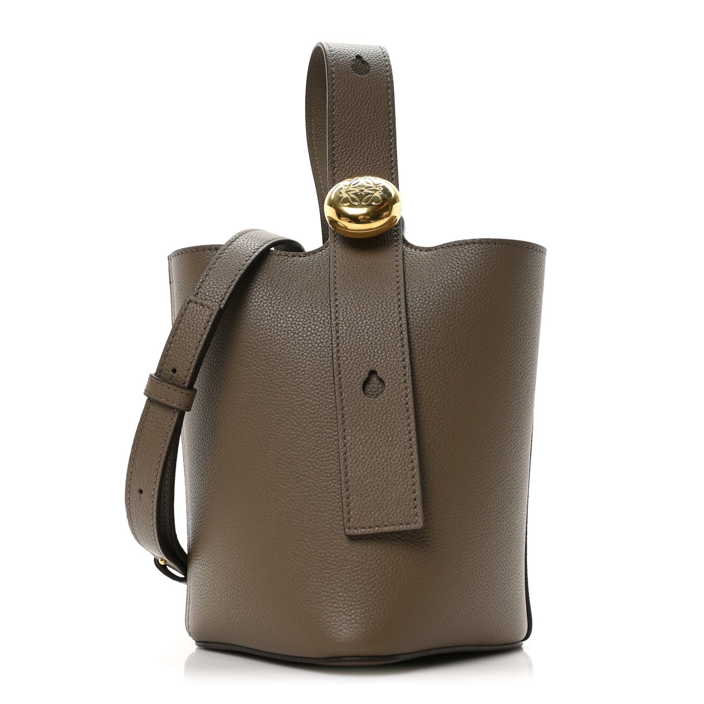 Soft Grained Calfskin Mini Pebble Bucket Bag Taupe