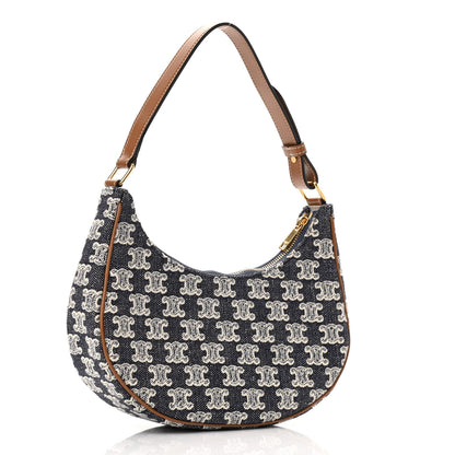 Celine Canvas Calfskin Ava Triomphe Shoulder Bag Blue 3 of 11
