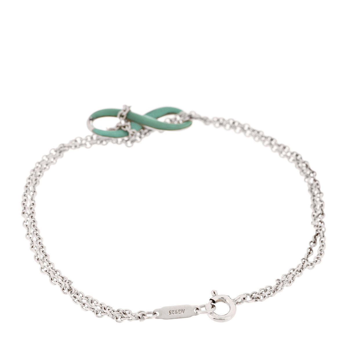 Tiffany Sterling Silver Enamel Infinity Bracelet Blue 2 of 5