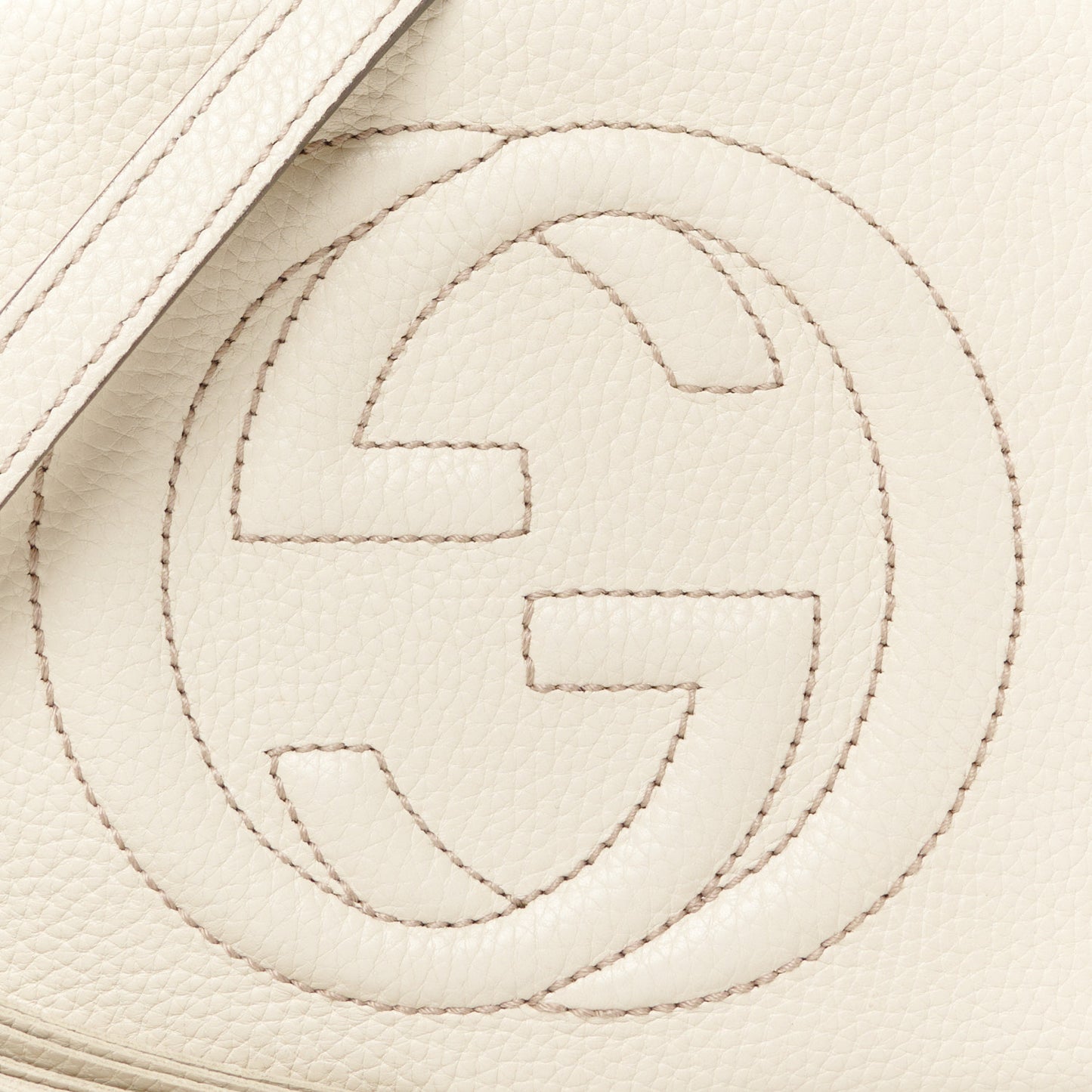 Pebbled Calfskin Small Soho Disco Bag Off White