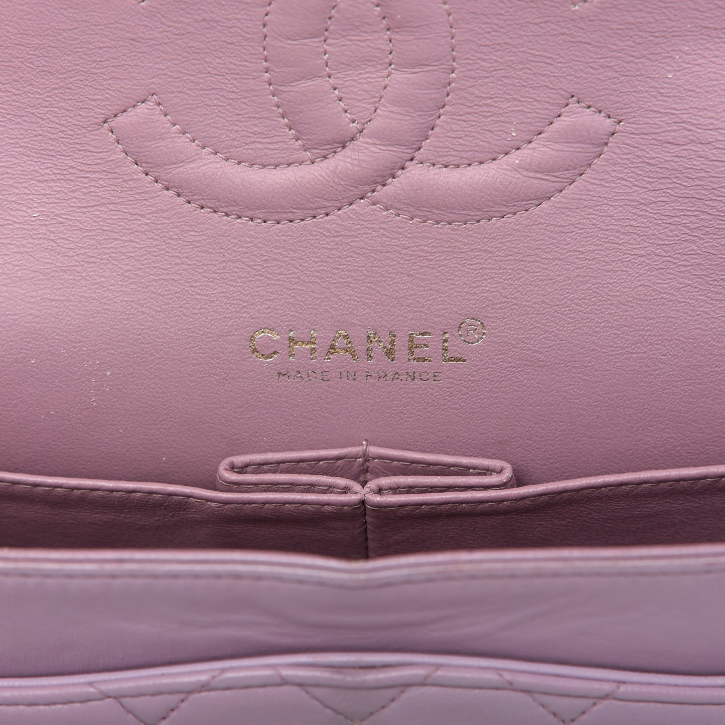 Lambskin Quilted Medium Double Flap Light Purple
