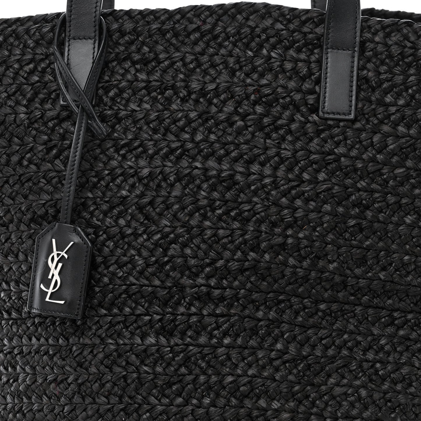 Raffia Medium Panier Bag Black