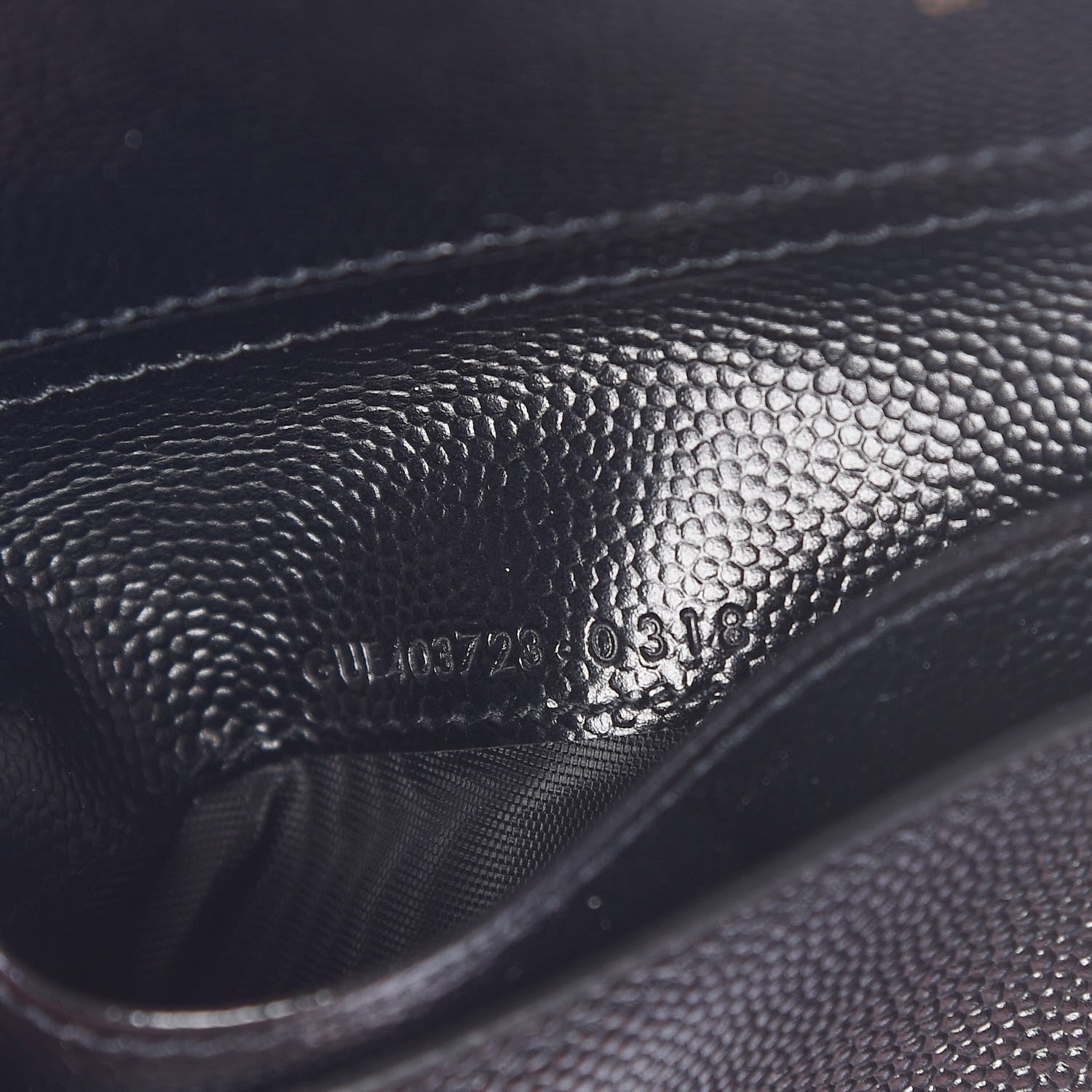 Saint Laurent Grain De Poudre Matelasse Chevron Monogram Compact Zip Around Wallet Black 7 of 8
