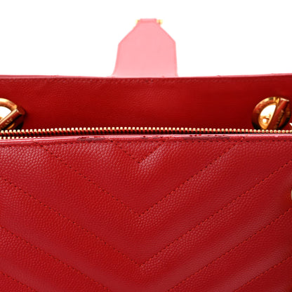 Saint Laurent Grain De Poudre Matelasse Chevron Monogram Shopping Bag Red 8 of 12