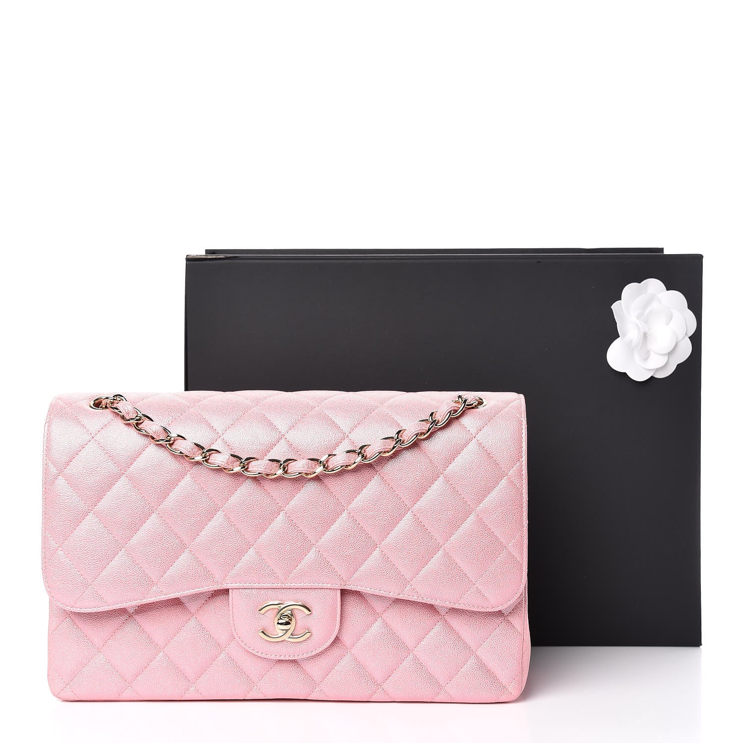 Chanel Iridescent Caviar Quilted Jumbo Double Flap Pink 11 of 11