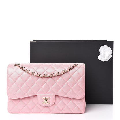 Chanel Iridescent Caviar Quilted Jumbo Double Flap Pink 11 of 11