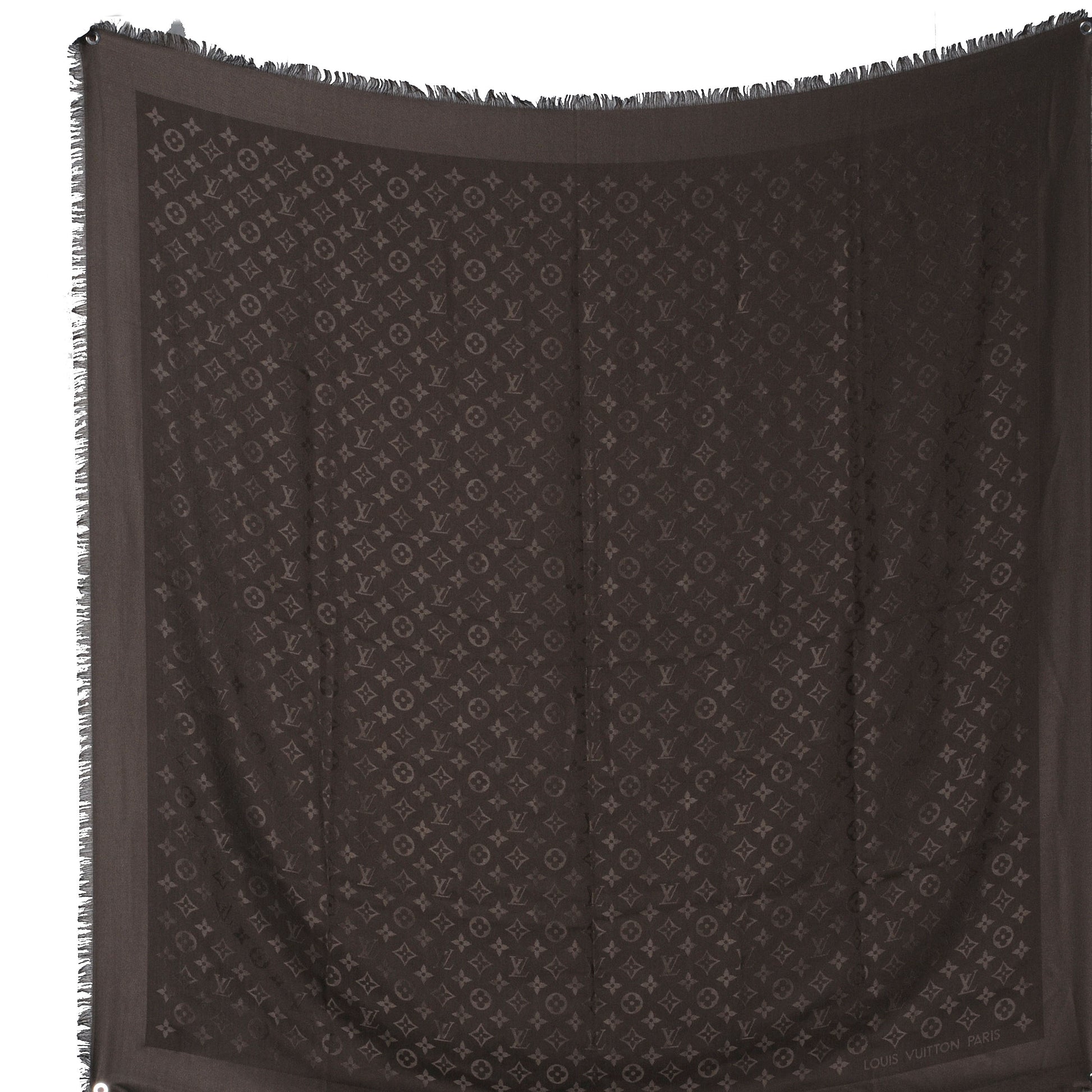 Louis Vuitton Wool Silk Monogram Shawl Chocolate 2 of 5