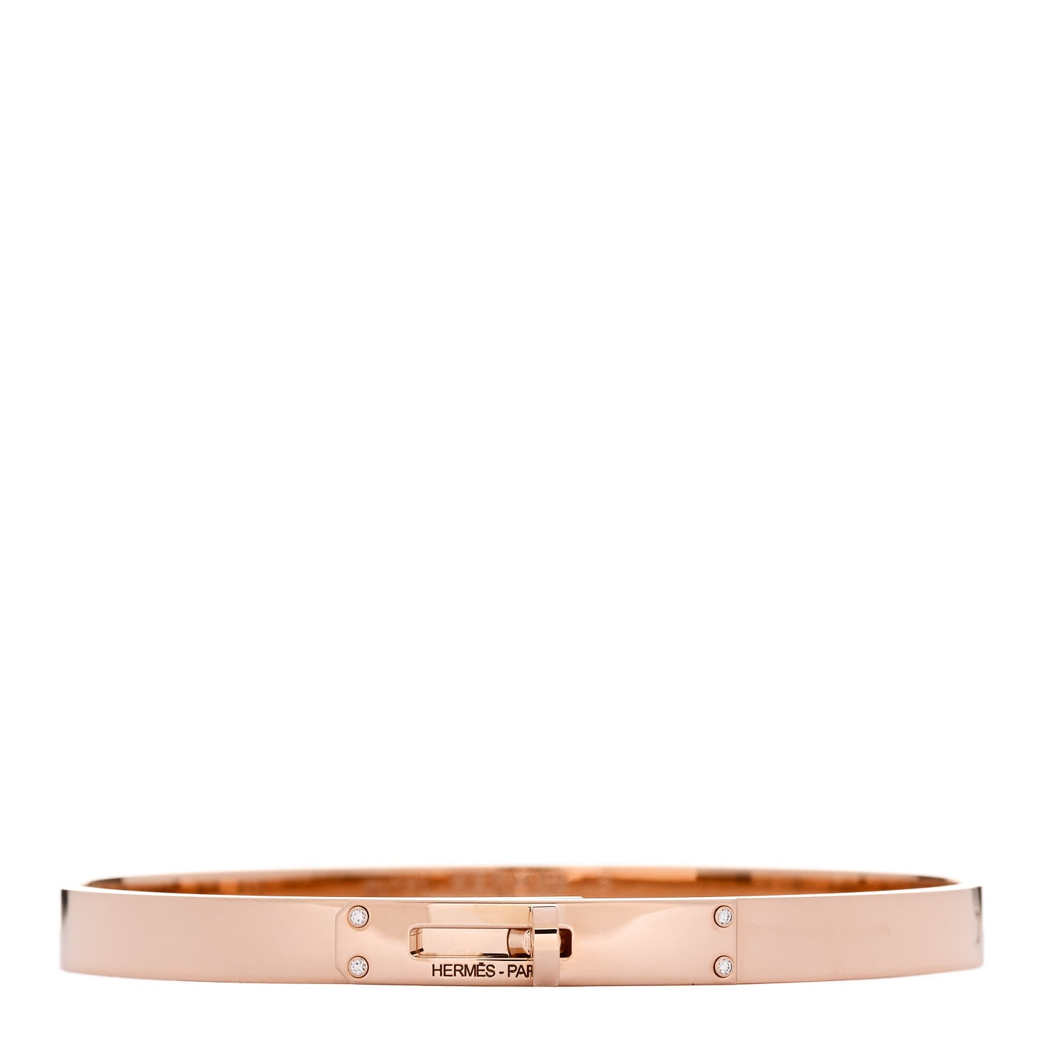 Hermes 18K Rose Gold Diamond PM Kelly Bracelet LG 1 of 4