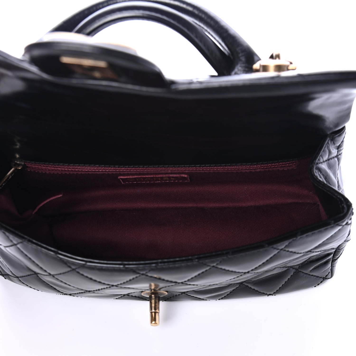 Chanel Glazed Calfskin Quilted Small Castle Rock Flap Black 4 of 4