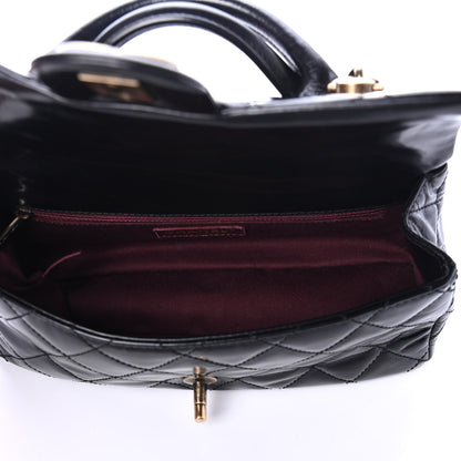 Chanel Glazed Calfskin Quilted Small Castle Rock Flap Black 4 of 4