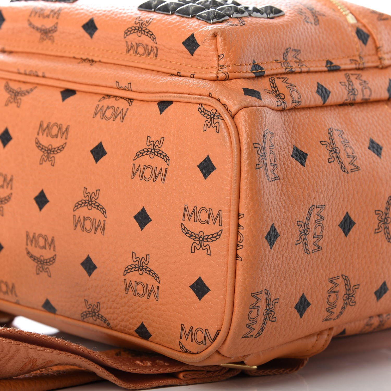 MCM Visetos Studded Small Stark Backpack Orange 6 of 7