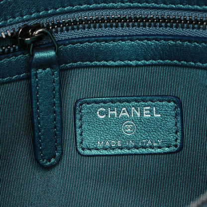Chanel Iridescent Lambskin Quilted Medium Cosmetic Case Turquoise 7 of 8