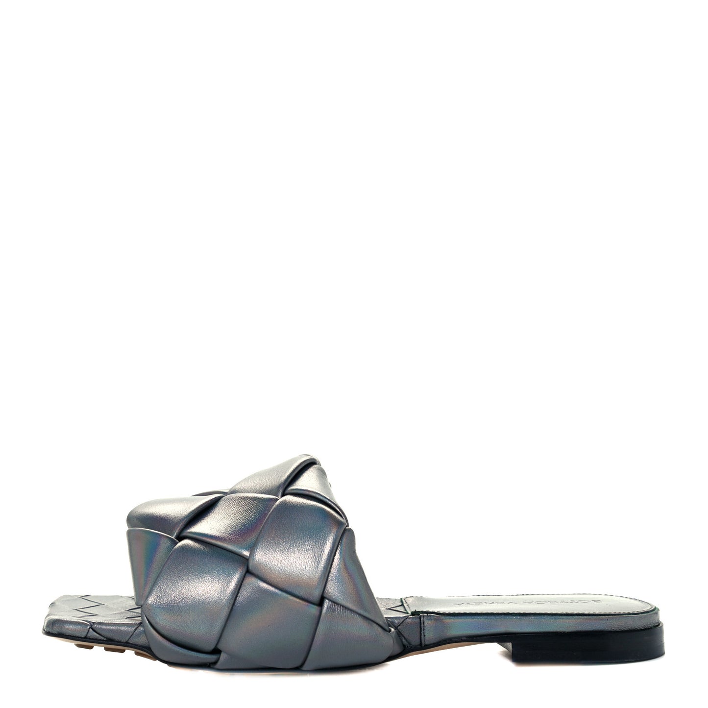 Laser Nappa Maxi Intrecciato Lido Flat Sandals 38 Oyster