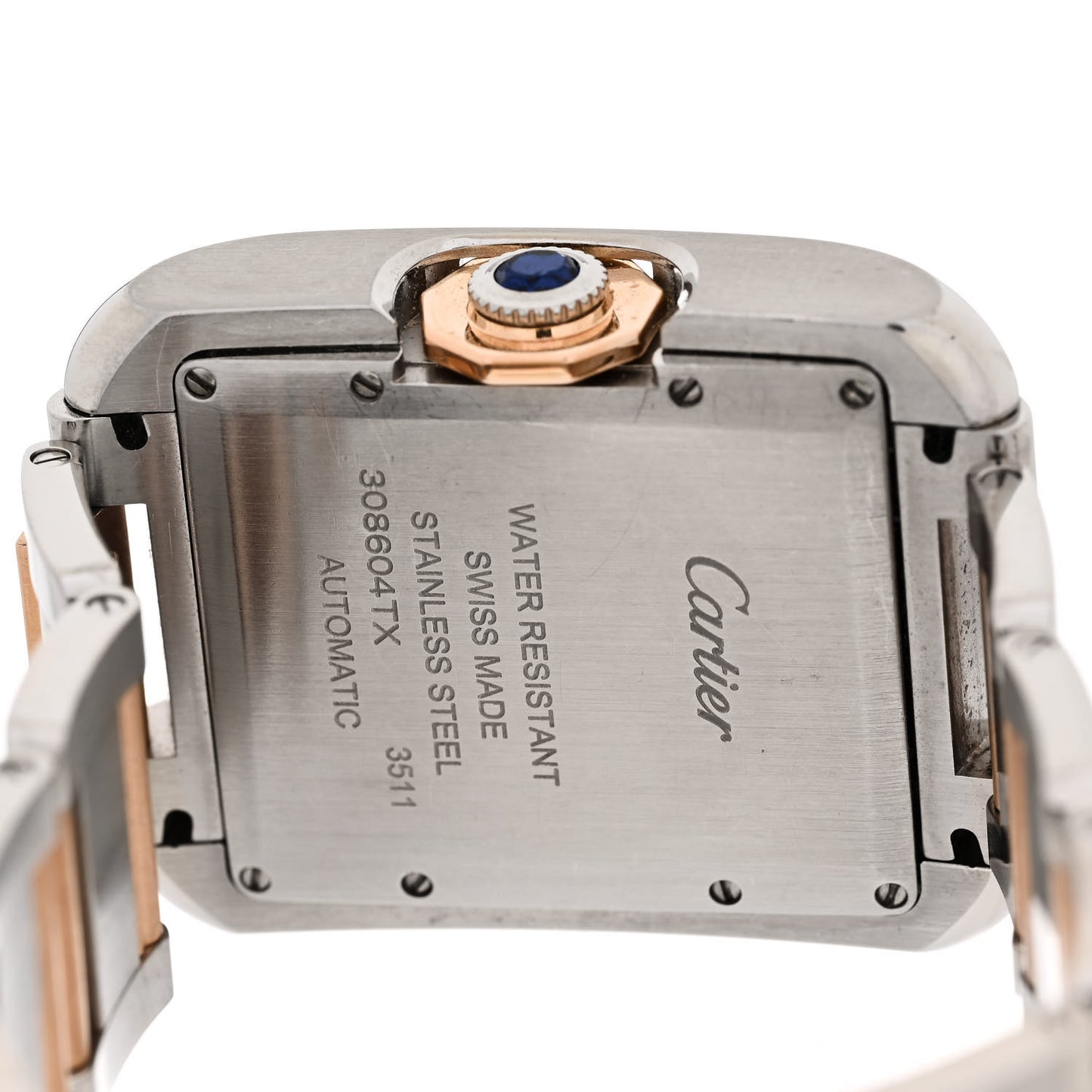Stainless Steel 18K Pink Gold Diamond 30mm Tank Anglaise Automatic Watch