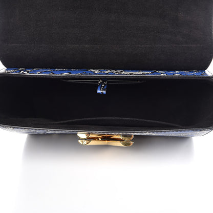 Louis Vuitton Calfskin Printed Twist Shoulder Bag MM Blue Black 5 of 9