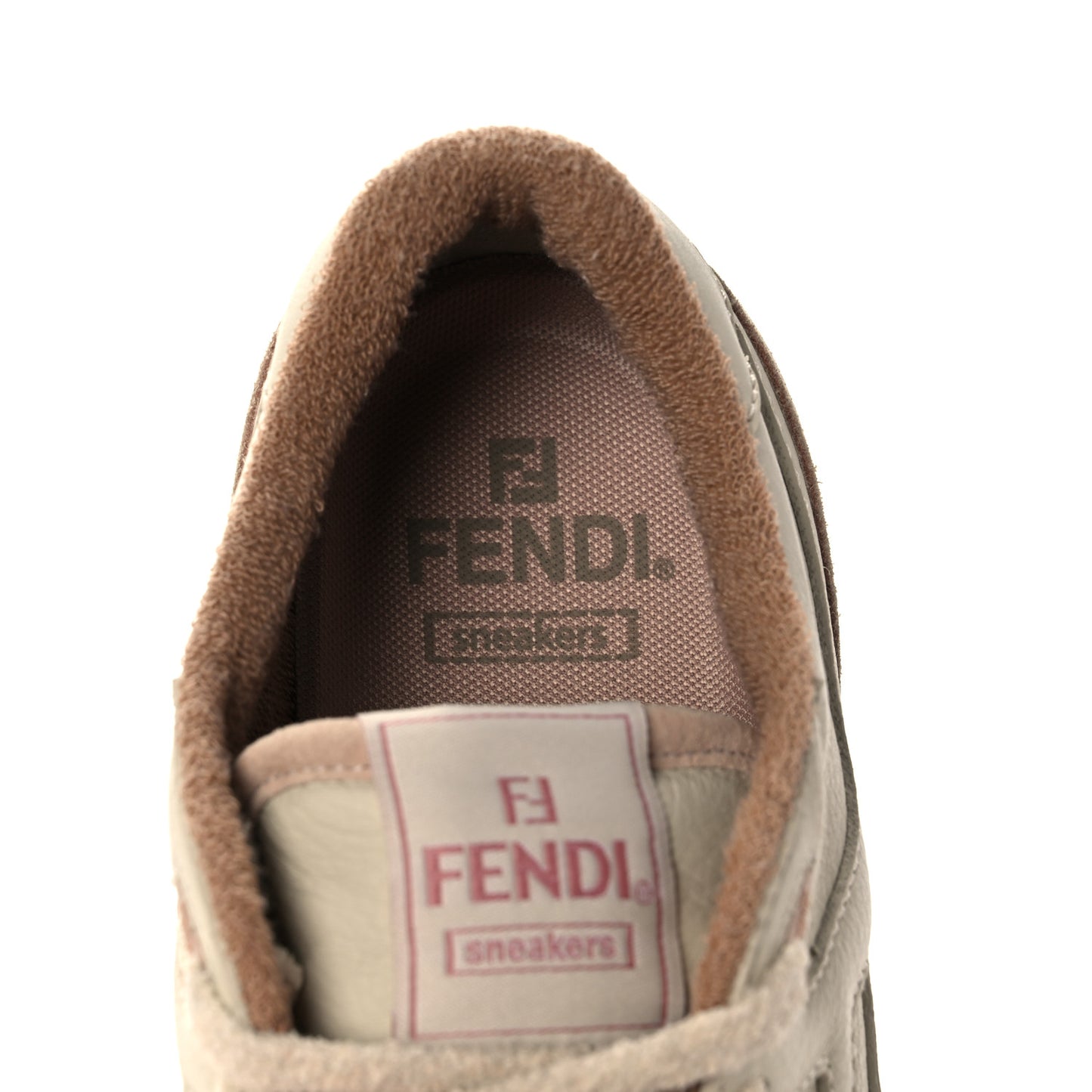 Suede Vitello Fendi Match Low Top Sneakers 38.5 Nudo White Garza Rosa