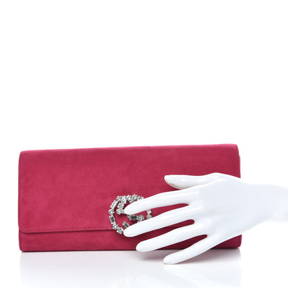 Gucci Suede Crystal GG Sparkling Clutch Pink 2 of 10