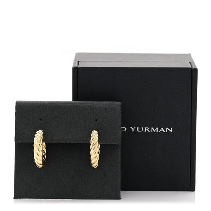 David Yurman 18K Yellow Gold 25.4mm Sculpted Cable Hoop Earrings 5 of 5