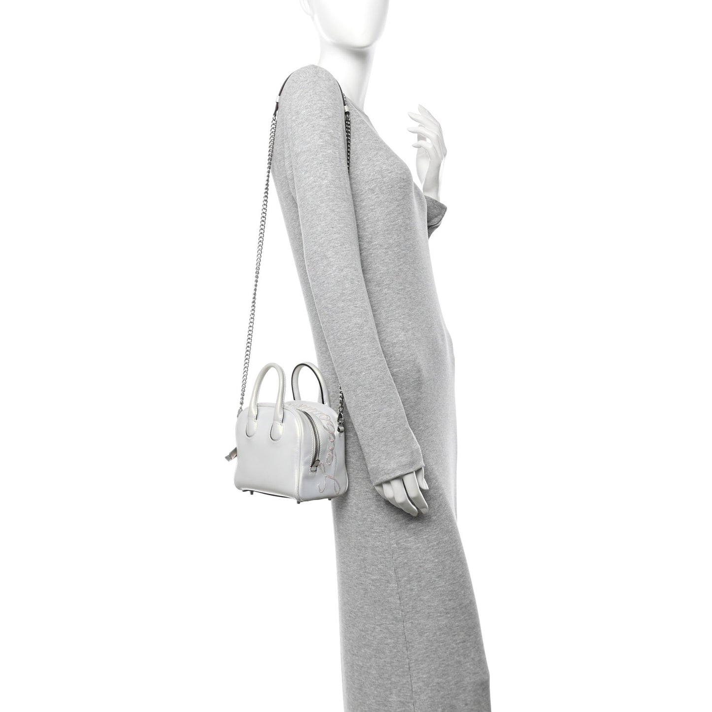 Iridescent Calfskin Paris Nano Collage Marie Jane Tote White