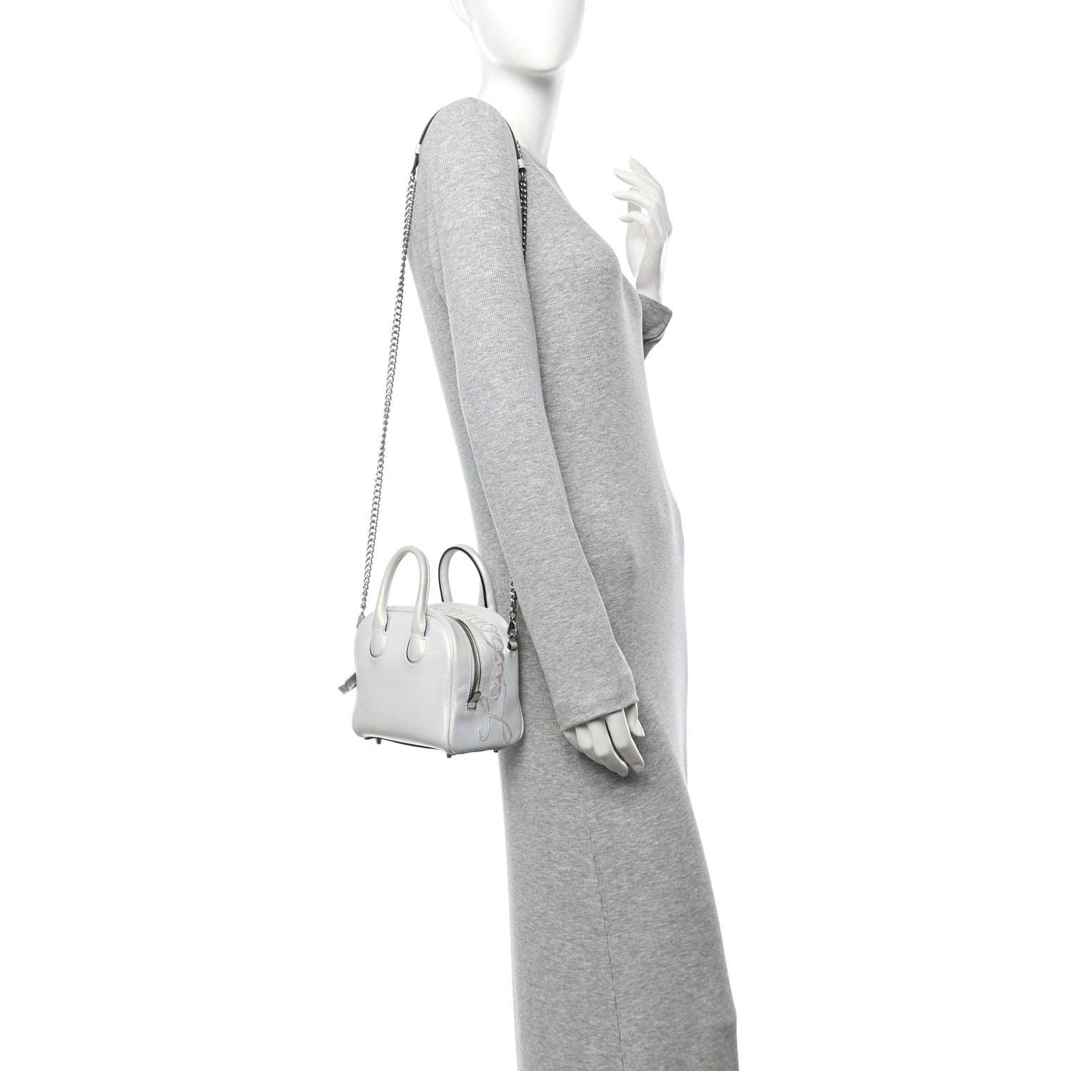 Christian Louboutin Iridescent Calfskin Paris Nano Collage Marie Jane Tote White 2 of 19