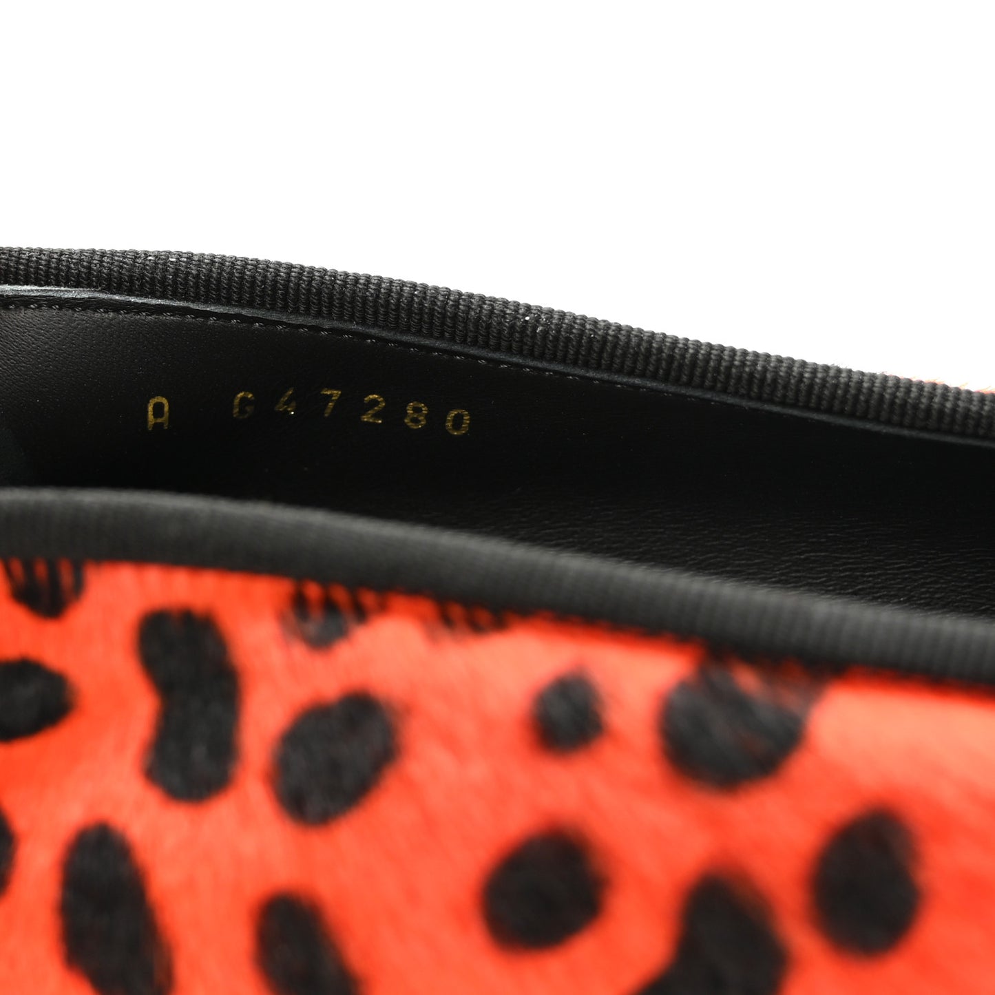 Pony Hair Lambskin Patent Cap Toe CC Ballerina Flats 37.5 Orange Black White