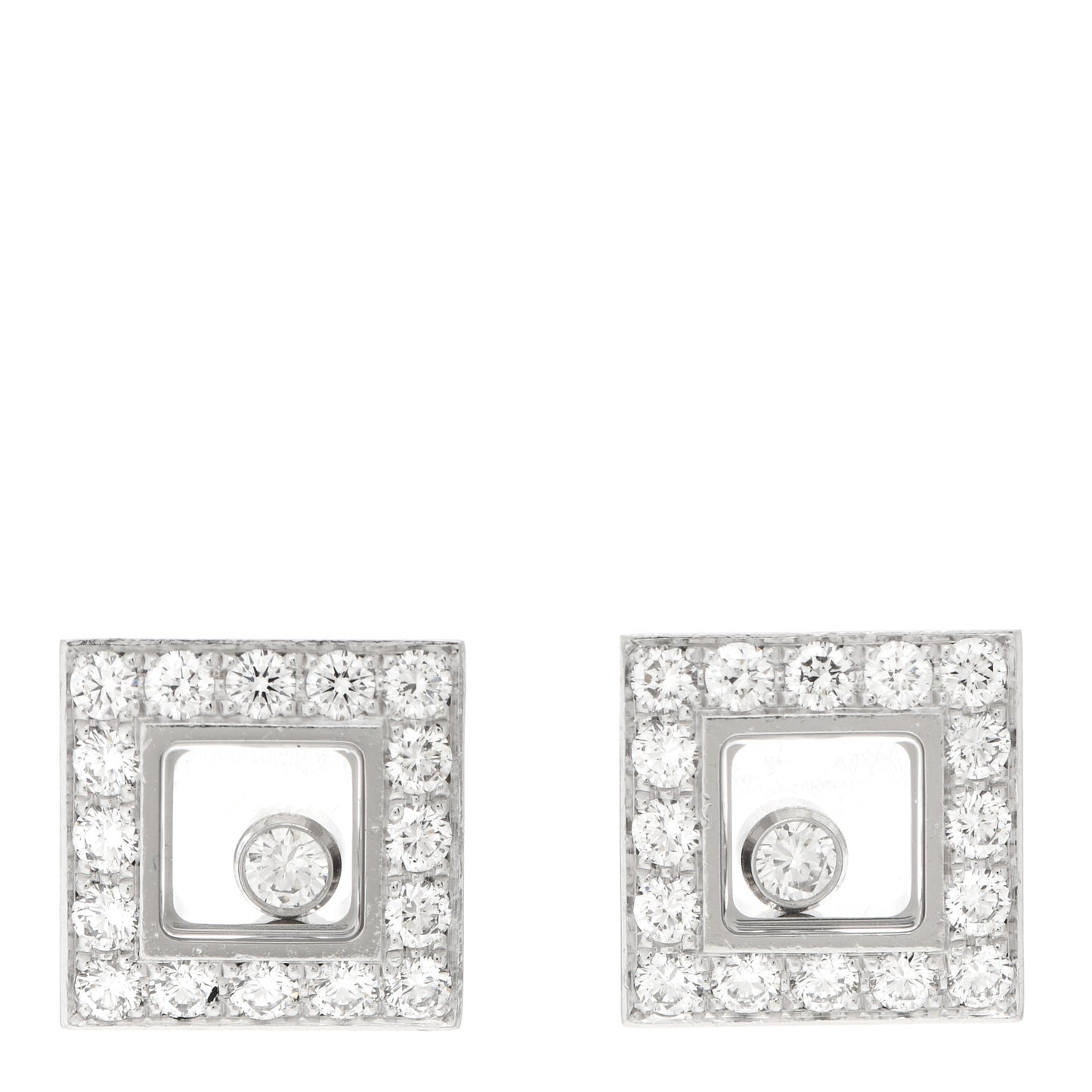 18K White Gold Happy Diamonds Square Earrings