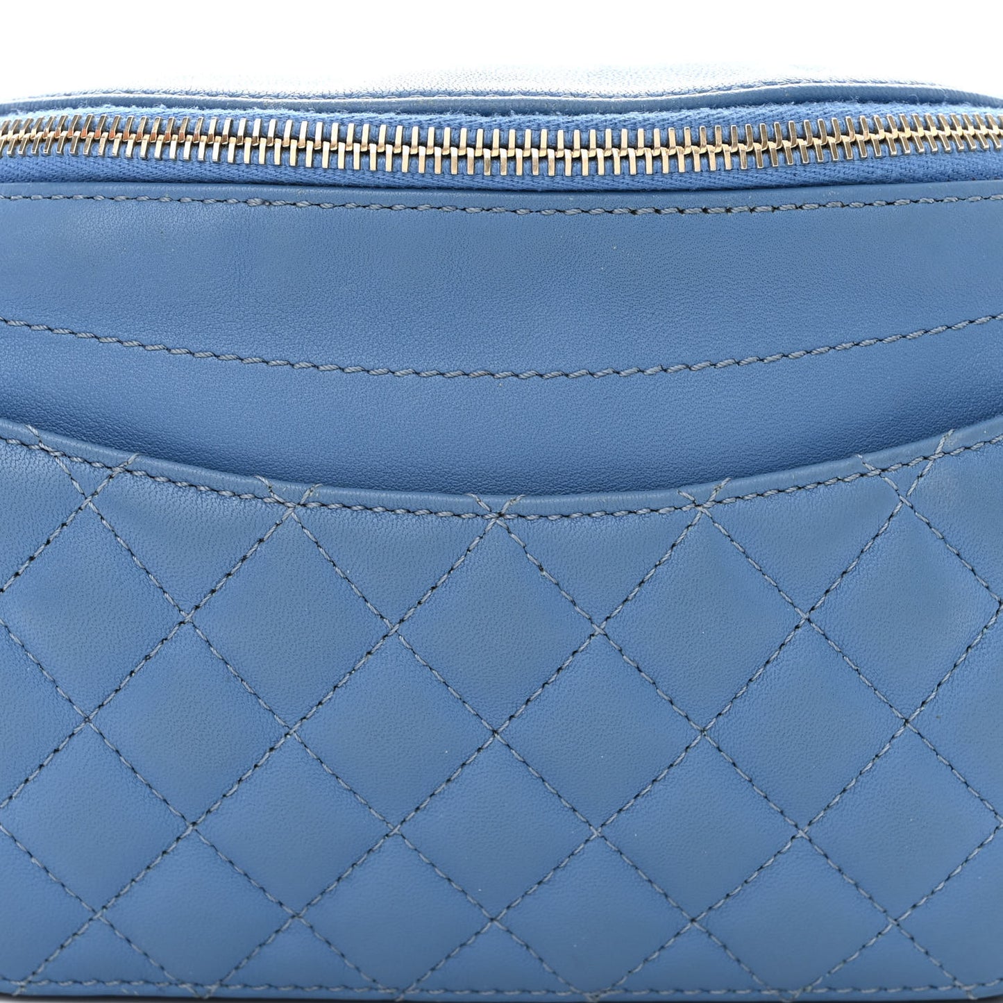 Lambskin Quilted Bi Waist Bag Fanny Pack Blue