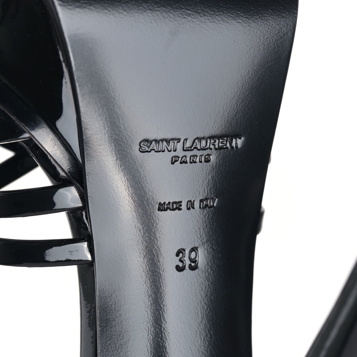 Saint Laurent Patent Platform Criss Cross Sandals 39 Black 6 of 8