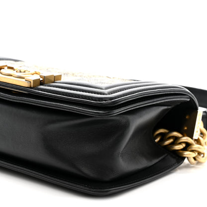 Chanel Metallic Crumpled Goatskin Small Boy Flap Black Gold 10 of 10