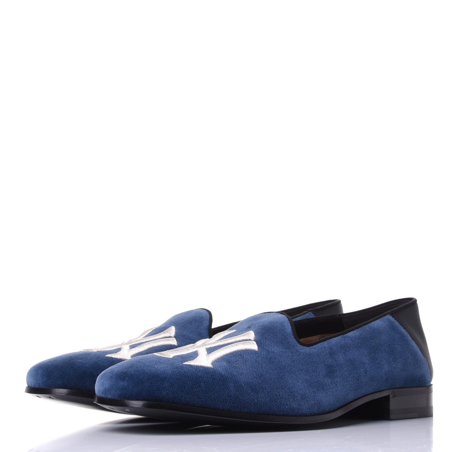 X MLB Velvet NY Yankees Embroidered Mens Loafers 8 Zaffre Black