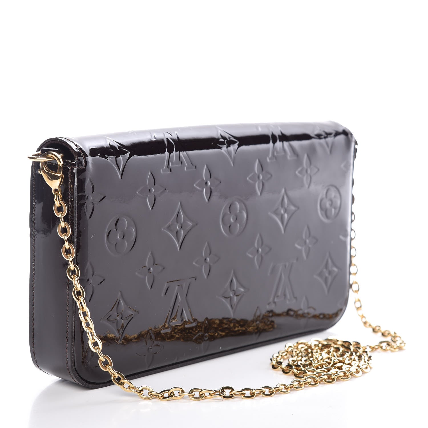 Louis Vuitton Vernis Pochette Felicie Chain Wallet Amarante 3 of 9