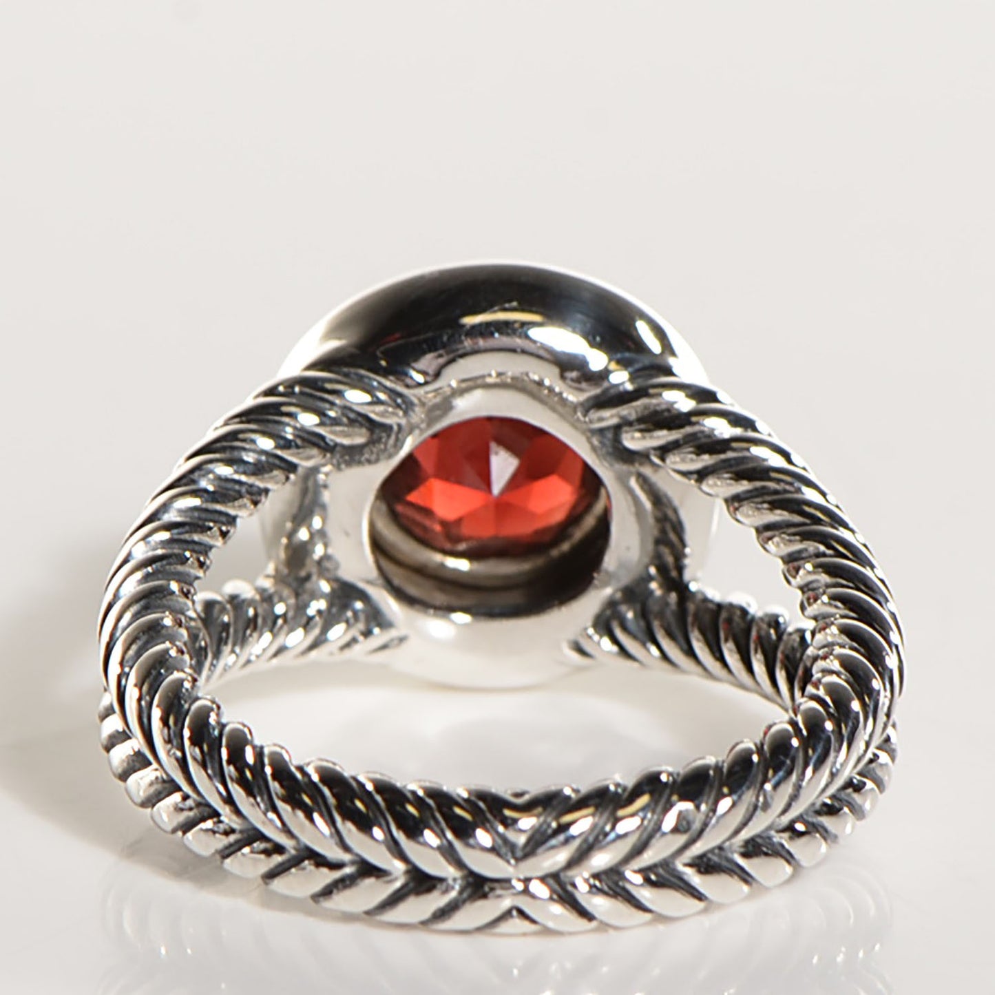 Sterling Silver Diamond Garnet 8mm Petite Cerise Ring 54 7