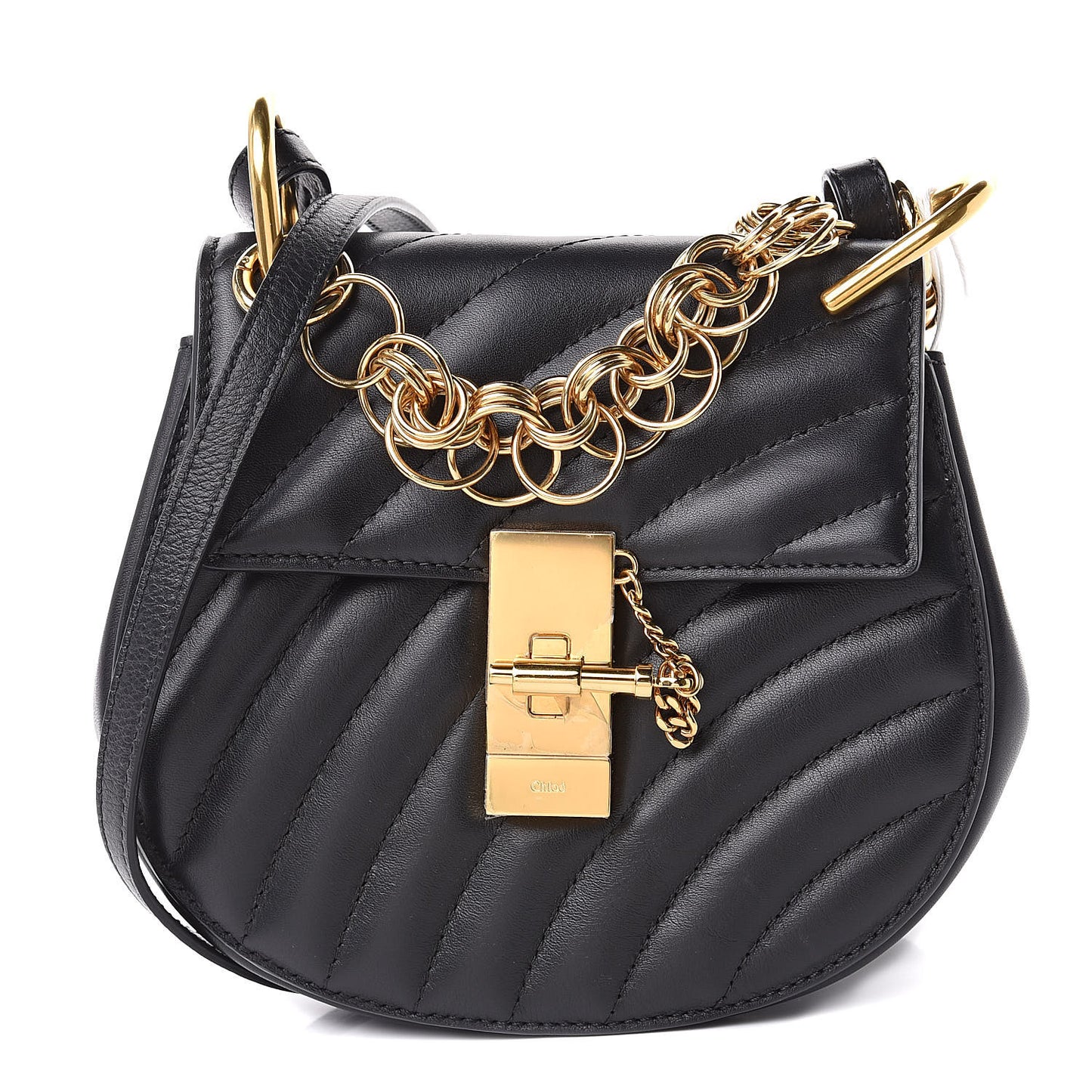Calfskin Quilted Mini Drew Bijou Shoulder Bag Black