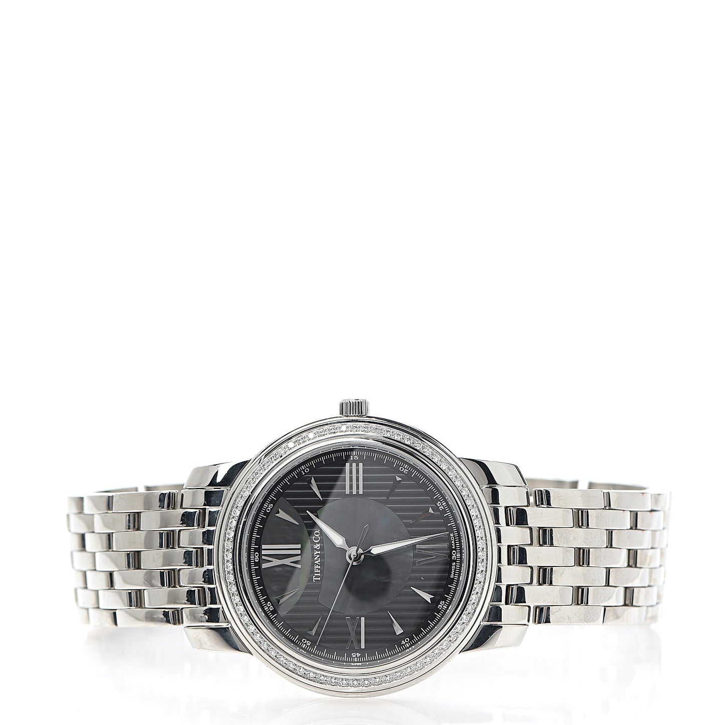 Stainless Steel Diamond Bezel Black Mother of Pearl 37mm Mark Resonator Quartz Watch