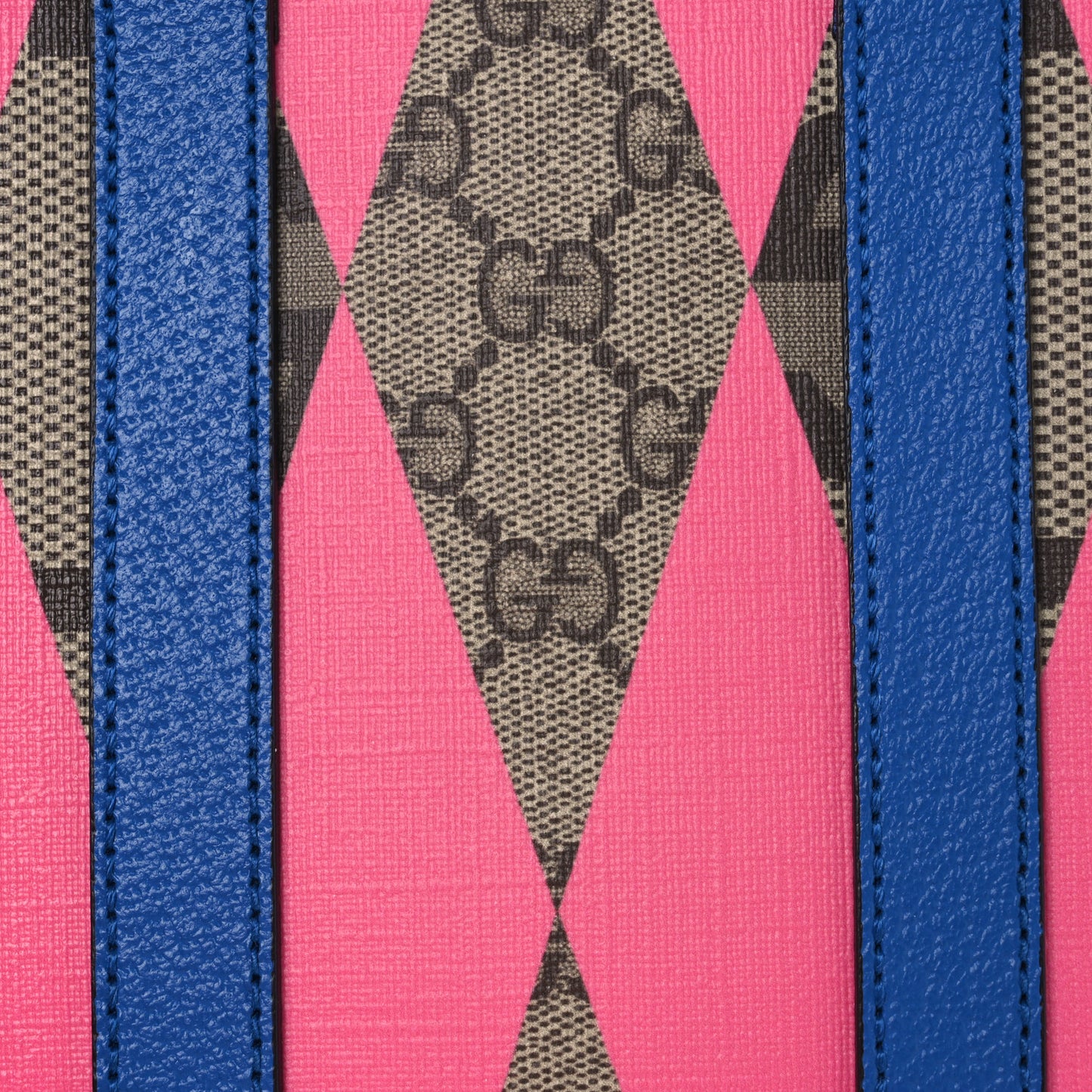 GG Supreme Monogram Textured Dollar Calfskin Rhombus Mini Tote Bag Beige Ebony Pink Blue