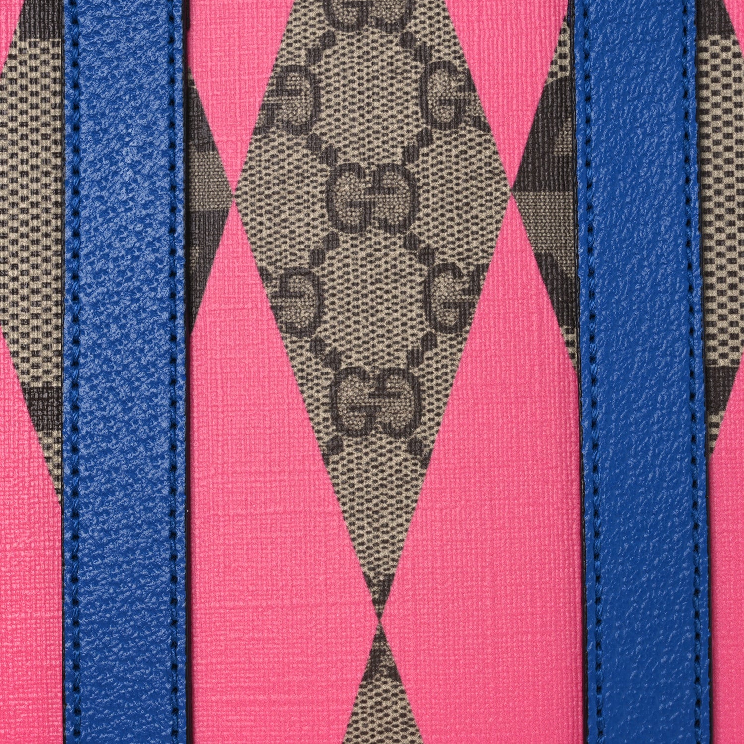 Gucci GG Supreme Monogram Textured Dollar Calfskin Rhombus Mini Tote Bag Beige Ebony Pink Blue 8 of 10