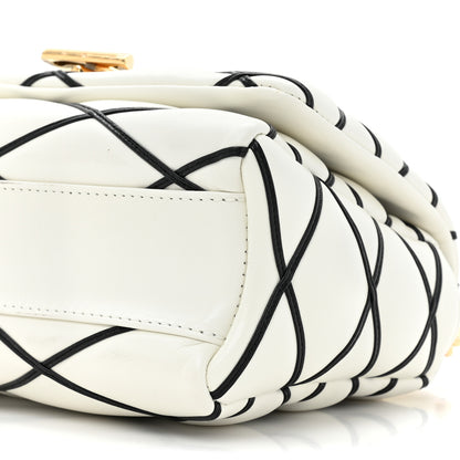 Louis Vuitton Lambskin Malletage Top Handle GO-14 MM White Black 9 of 10
