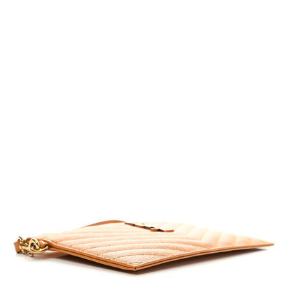 Saint Laurent Grain De Poudre Chevron Monogram Large Bill Pouch Senape Yellow 4 of 7