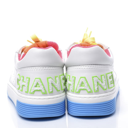 Chanel Calfskin Womens Logo Sneakers 39 White Multicolor 7 of 11